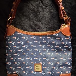 Dooney & Bourke Navy and Tan Patterned Bag